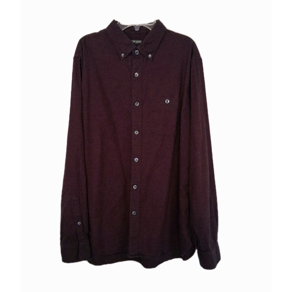 Todd Snyder Men's Large Burgundy Brushed Cotton Cashmere Flannel Twill Shirt.